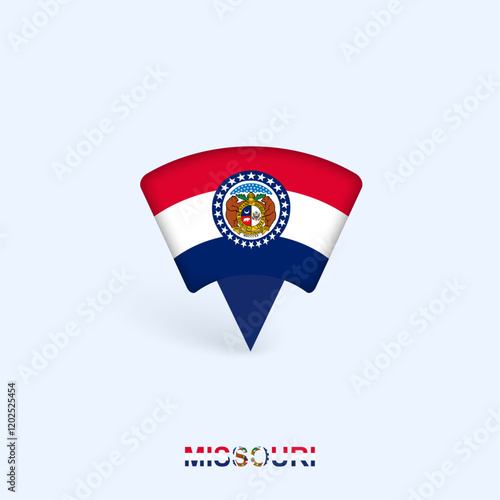Free Download Missouri Flag Map Pointer Design with Shadow. - GFXLoad