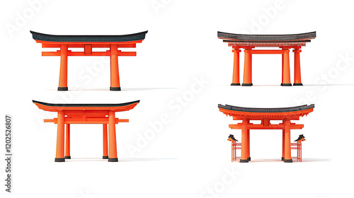 Japanese Temples on Transparent Background Generative AI