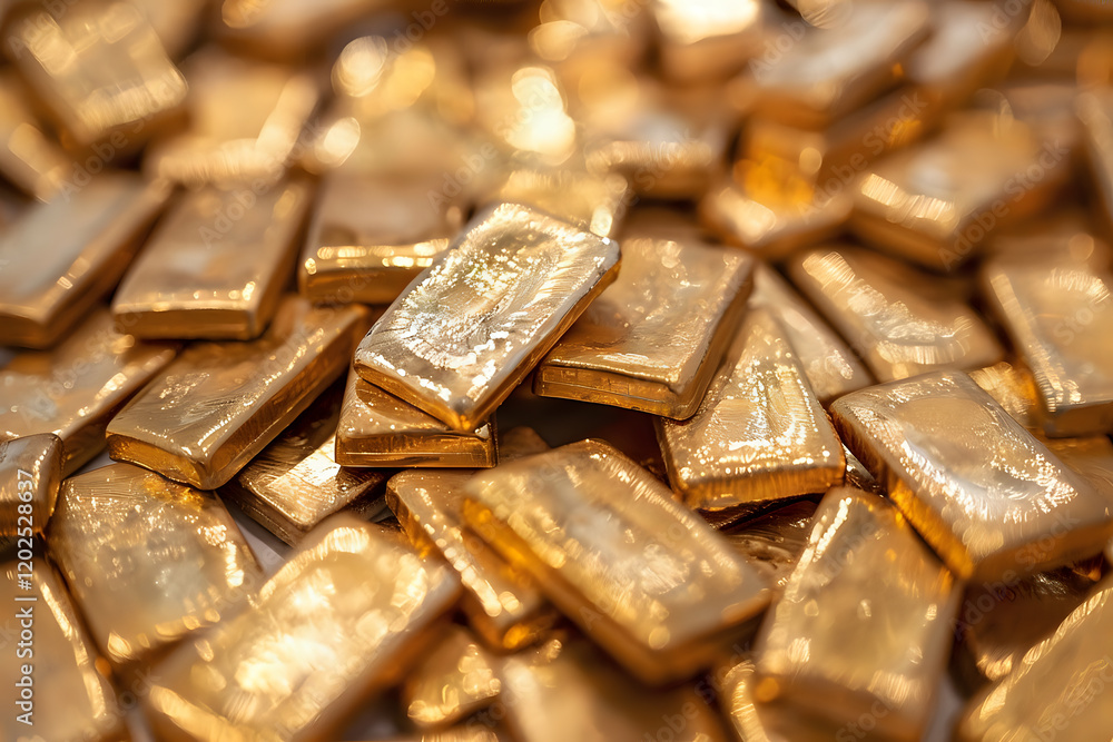 Stack of shiny gold bars with selective focus, representing wealth, investment, and financial security. Perfect for banking, finance, and economic concepts. Stack of shiny gold bars with selective focus, representing wealth, investment, and financial security. Perfect for banking, finance, and economic concepts.
