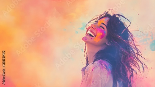 Wallpaper Mural Joyful Woman Covered in Holi Festival Colors Torontodigital.ca