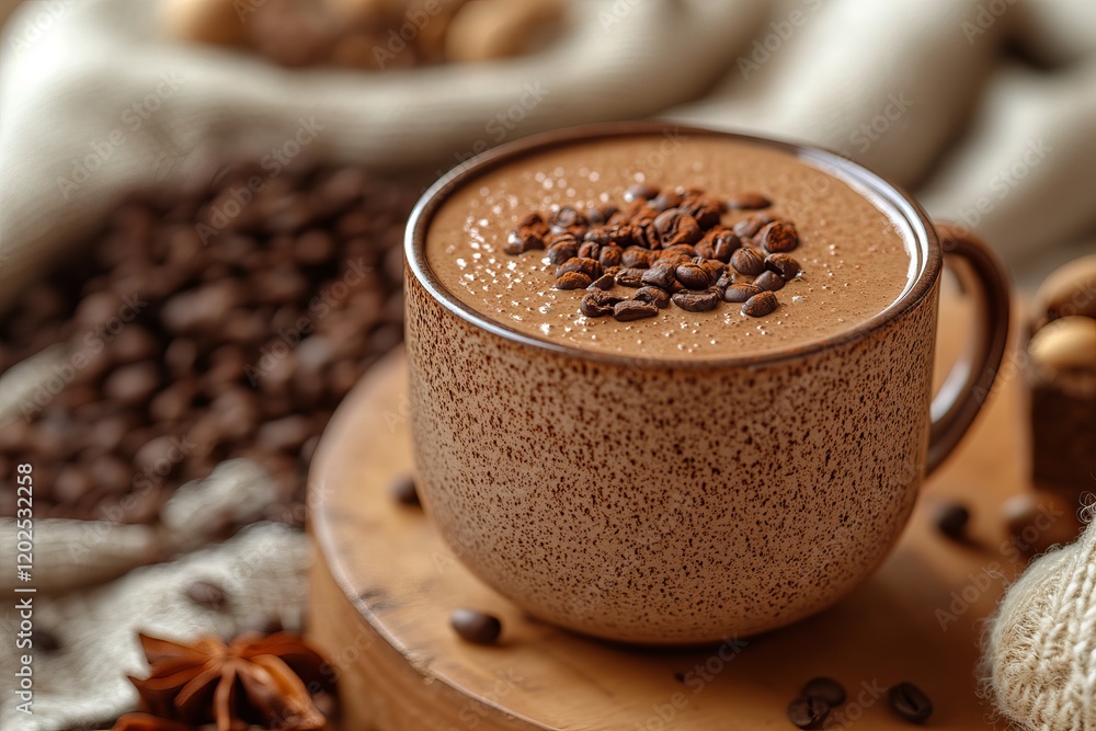 Fototapeta premium Warm and Cozy Coffee Mug with Chocolate and Spices