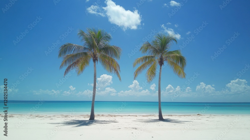 Palm trees on pristine tropical beach Palm trees on pristine tropical beach