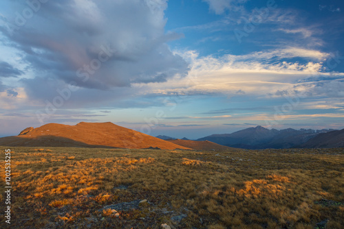 Longs Peak, dusk in the Alpine Rocky Mountains of Colorado, USA photo