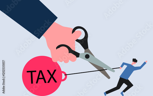 A man helping another person to get free from tax illustration