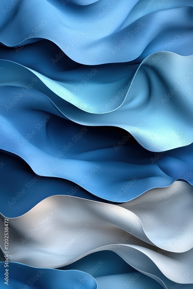 Obraz premium Abstract blue and white wavy fabric texture background