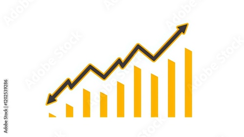 Free Download Modern business graph showing upward and downward trends with orange bars and black arrows, perfect for financial presentations and economic reports. - GFXLoad