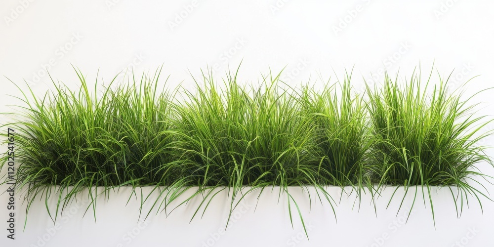 Fototapeta premium Vibrant green grass border on white background