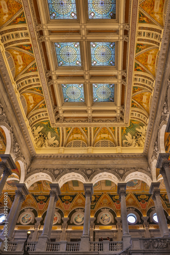 Obraz premium USA, District of Columbia. Ceiling of the Library of Congress