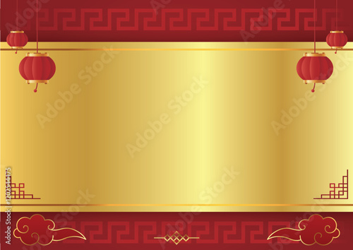 Background Red and Gold Chinese New Year Elegant