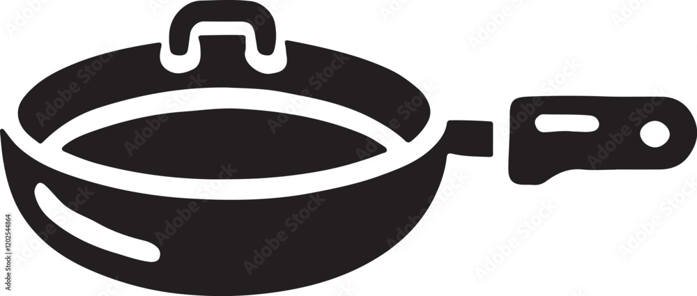 Frying pan icon silhouette vector with white background Frying pan icon silhouette vector with white background