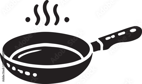 Frying pan icon silhouette vector with white background 
