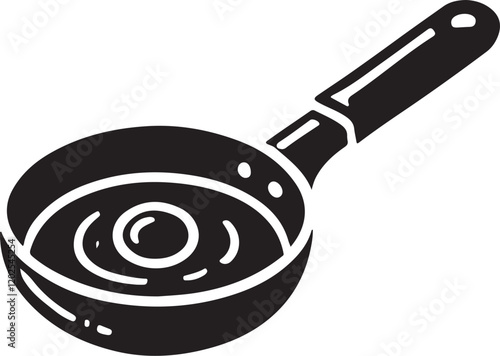 Frying pan icon silhouette vector with white background 