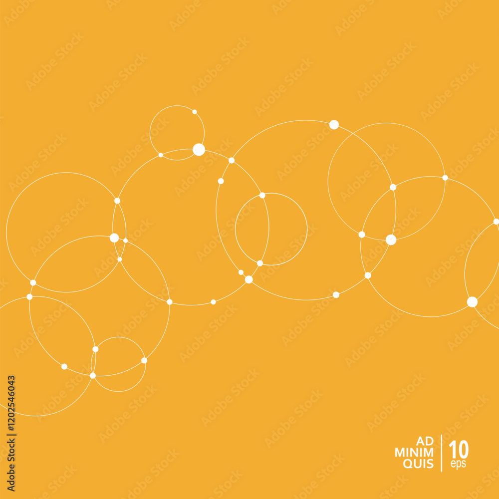 Fototapeta premium Abstract background with overlapping circles and dots. Vector science and connection concept