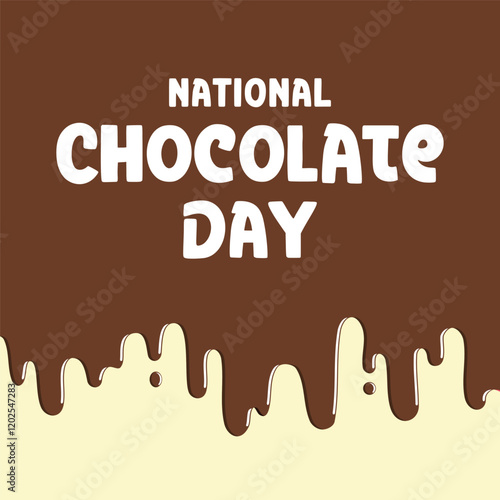 National Chocolate Day sweet brown background vector. Chocolate melted background vector illustration. Flowing chocolate drawing. Important day