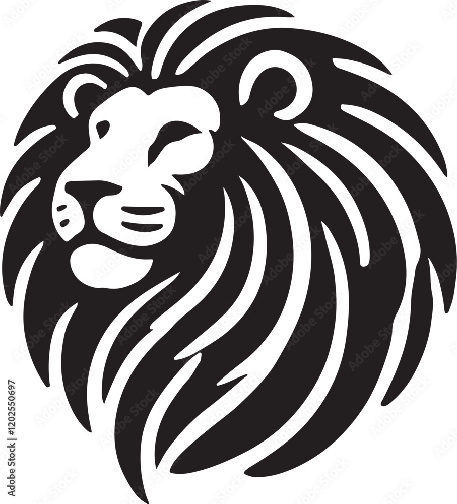 Obraz premium Lion icon silhouette vector with white background