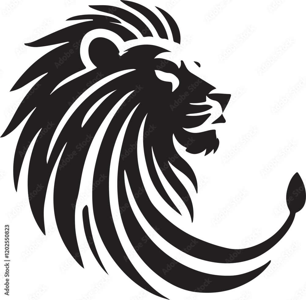 Fototapeta premium Lion icon silhouette vector with white background