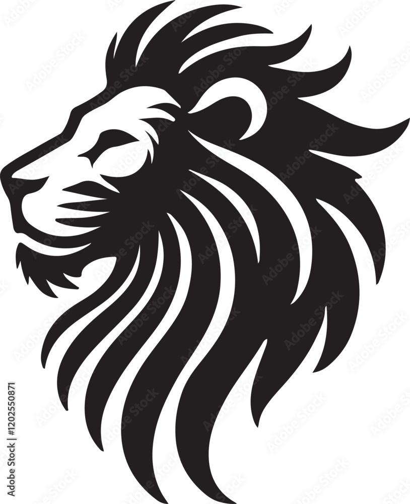 Fototapeta premium Lion icon silhouette vector with white background