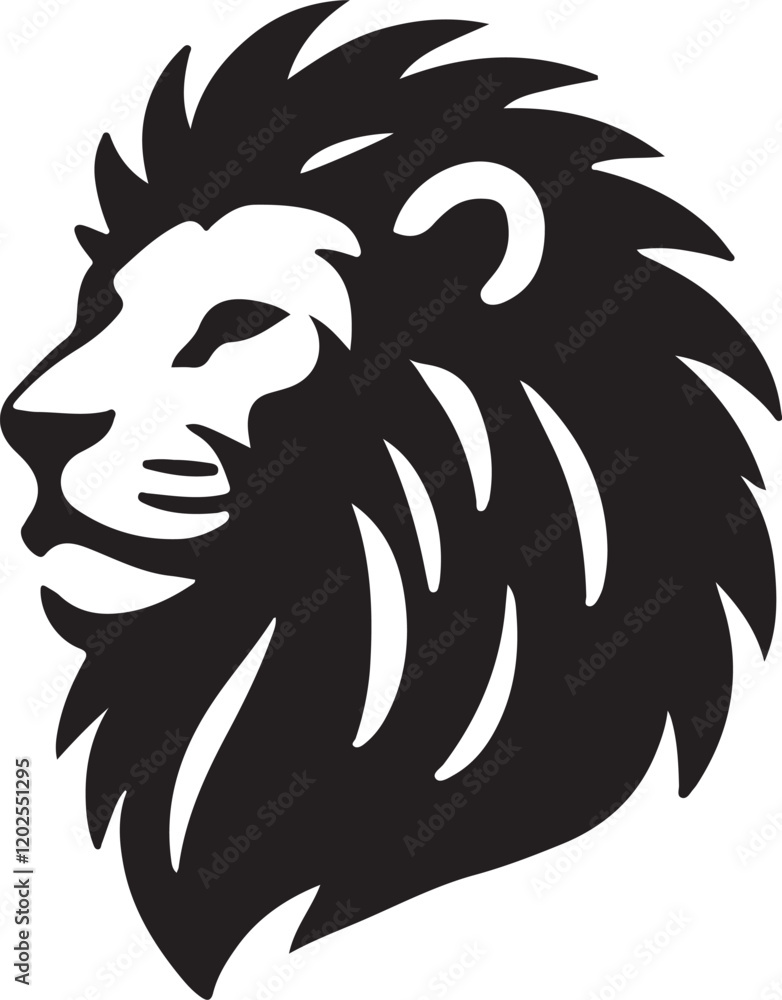 Lion icon silhouette vector with white background Lion icon silhouette vector with white background
