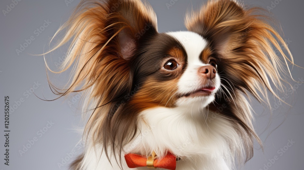 Naklejka premium A charming portrait of a playful dog, showcasing its adorable features against a clean white backdrop.
