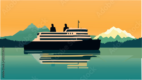 Washington State Ferries- Cruising Through Stunning Waters .eps