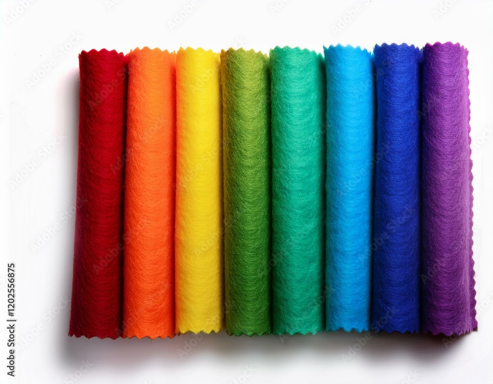Rainbow felt decorative sheets isolated on the white background Rainbow felt decorative sheets isolated on the white background