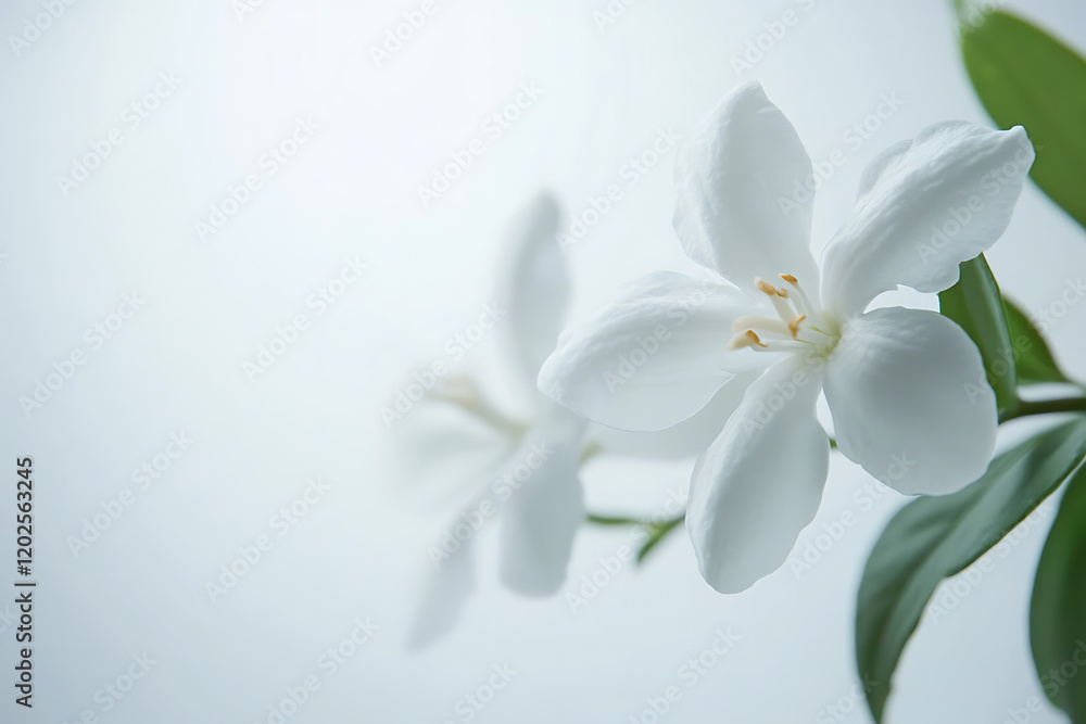 White jasmine flower isolated on a white background White jasmine flower isolated on a white background