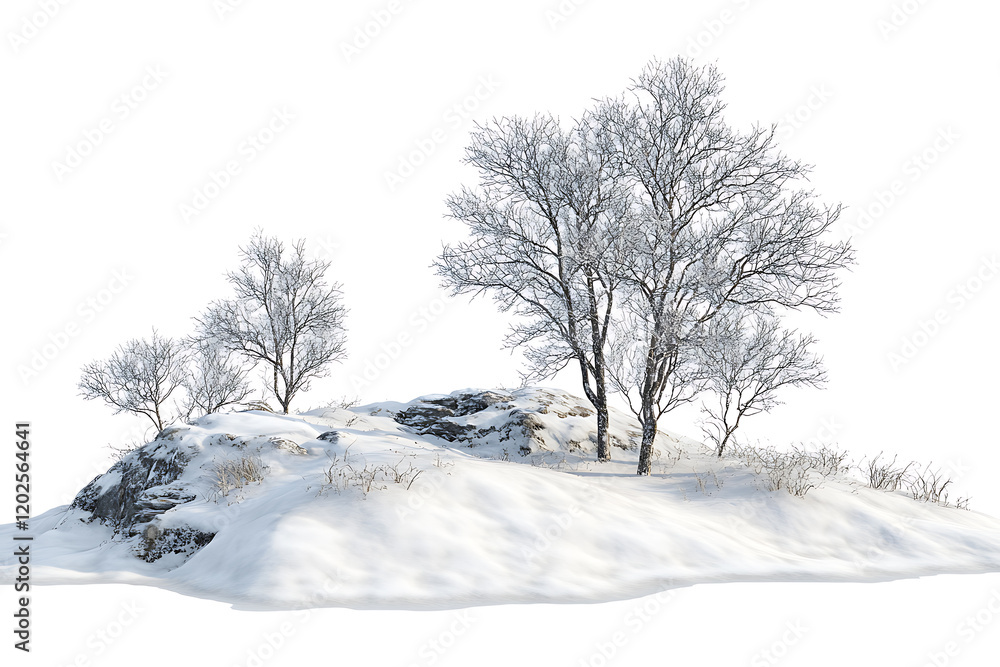 Winter landscape isolated on a white background Winter landscape isolated on a white background