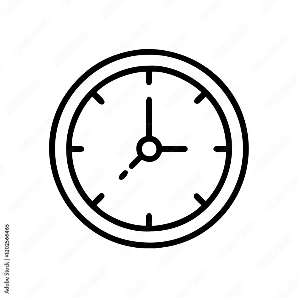 Clock icon in black and white design Clock icon in black and white design