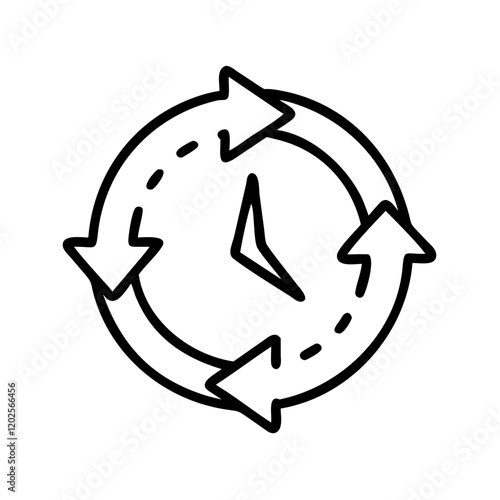 Clockwise movement with arrows indicating time change