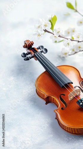 Wallpaper Mural Spring Melody Emanates From a Delicate Violin Resting Among Soft Petals Torontodigital.ca