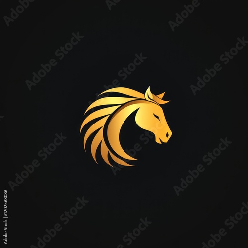 Wallpaper Mural Golden horse head logo, elegant design, dark background, equestrian symbol Torontodigital.ca