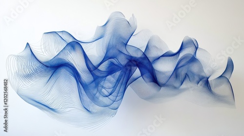 Intricate blue waves on white background photo