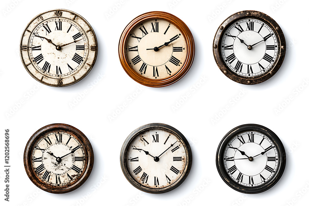 Set of wall clocks isolated on a white background Set of wall clocks isolated on a white background