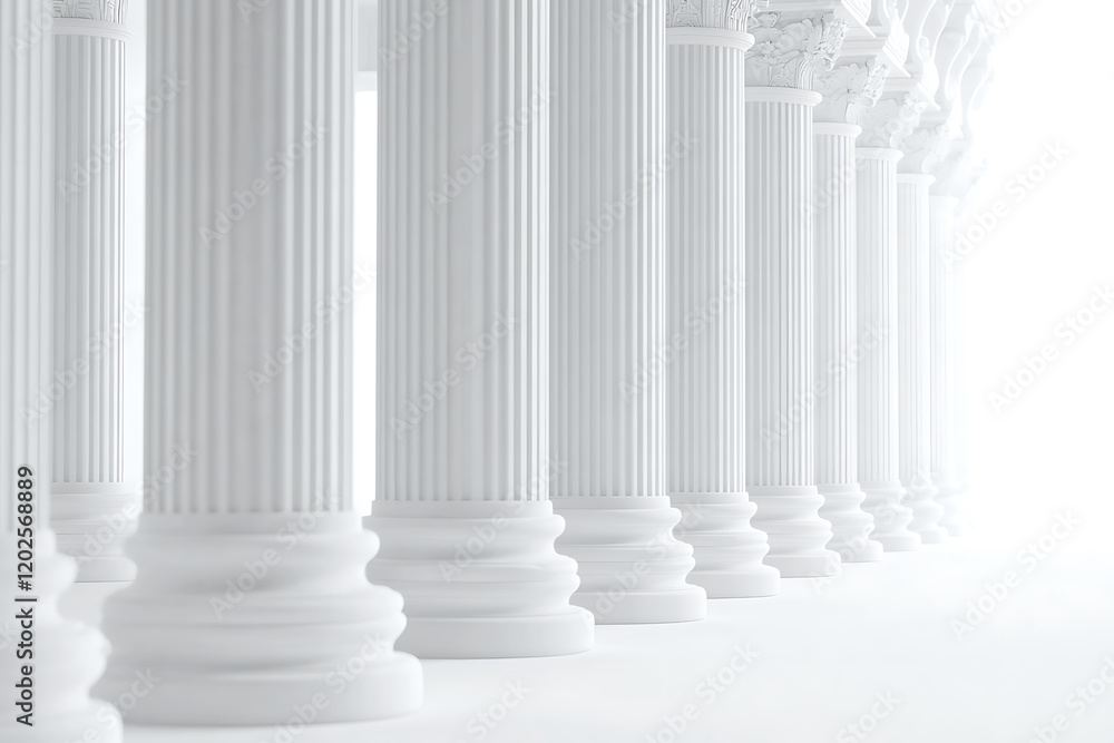 Obraz premium Set of white classic columns isolated on a white background