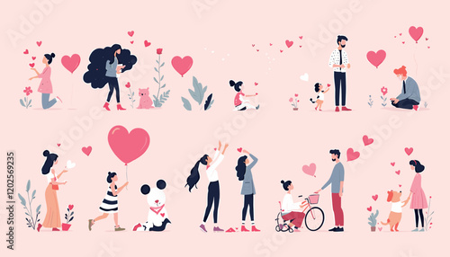 Diverse Characters Celebrating Love and Connection