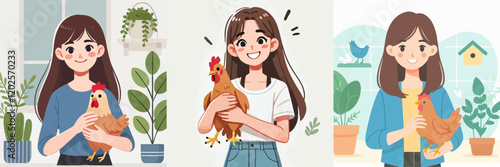 vector collection of women carrying chickens