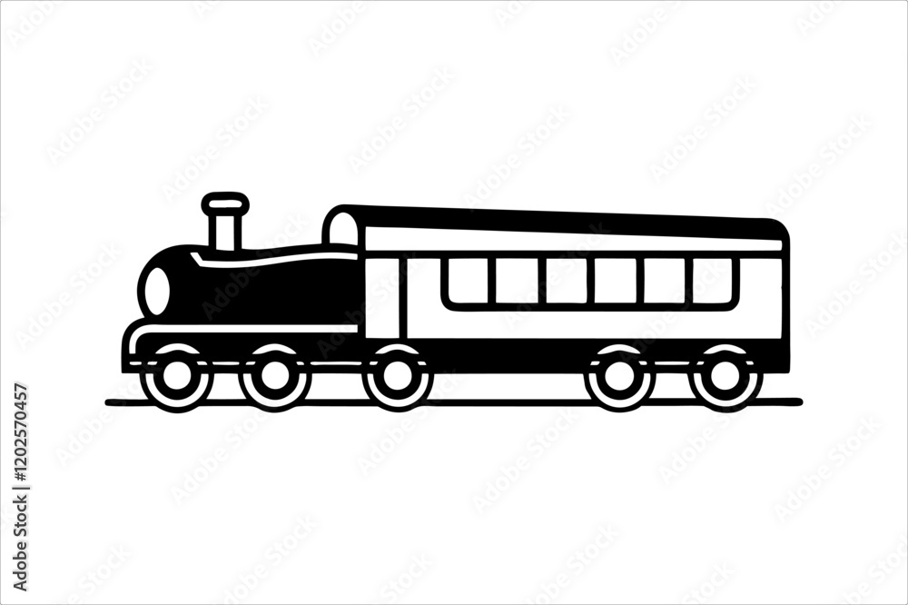Streamline commuter train turning. Silhouette illustration in perspective view, train silhouette vector Streamline commuter train turning. Silhouette illustration in perspective view, train silhouette vector