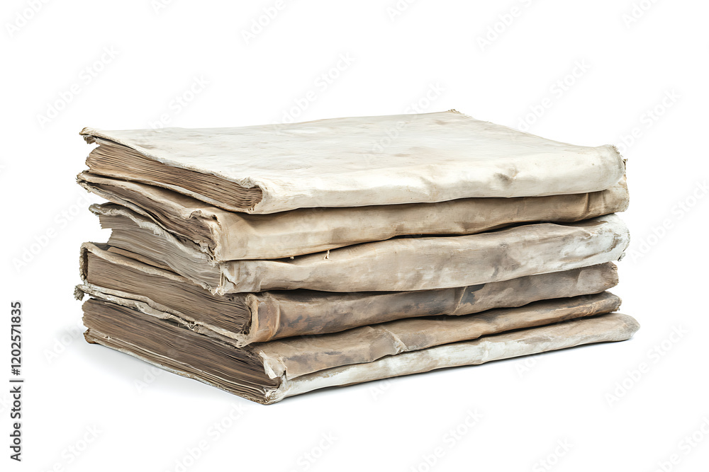 Stack of hardcovered old books isolated on a white background