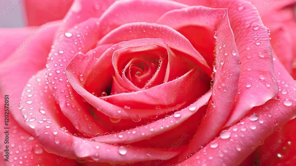 Close-up of a pink rose with droplets reflecting light Close-up of a pink rose with droplets reflecting light