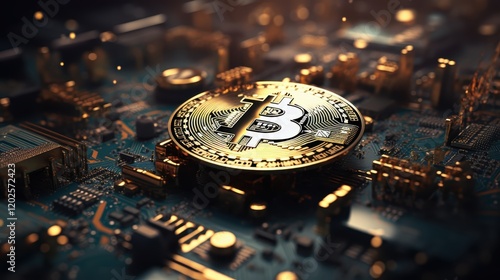 Bitcoin. Golden bitcoin, cryptocurrency, Electronics, finance, money, symbol, Blockchain