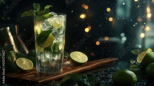 Refreshing mojito cocktail with lime and mint