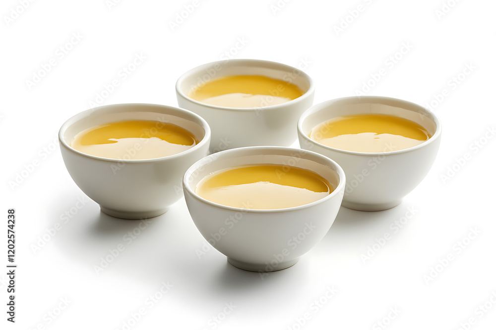 Three bowls with mustard sauce isolated on a white background Three bowls with mustard sauce isolated on a white background