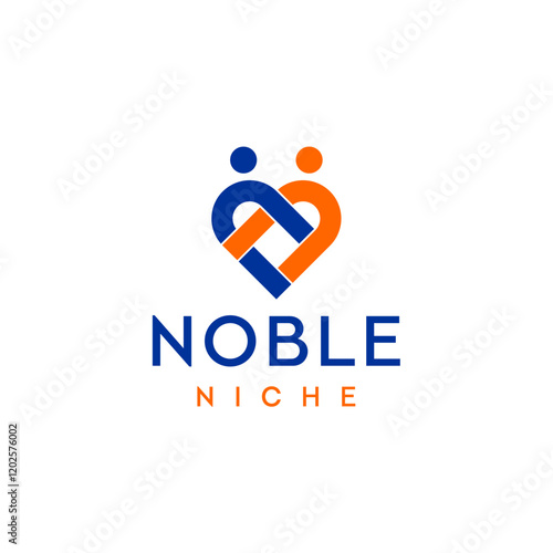 Heart People together noble niche business logo design vector 