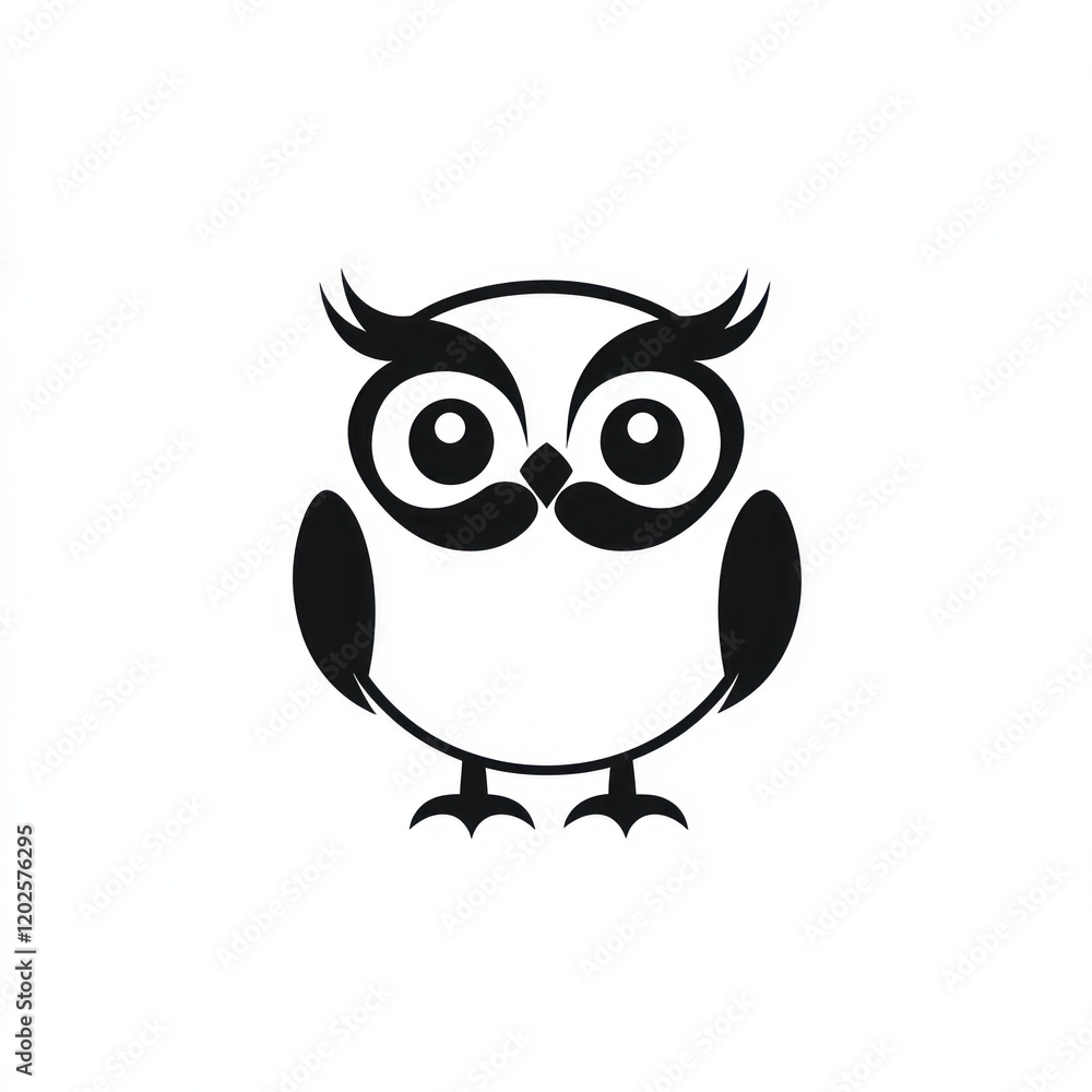 Fototapeta premium Cute cartoon owl illustration, white background, children's book, design element (1)