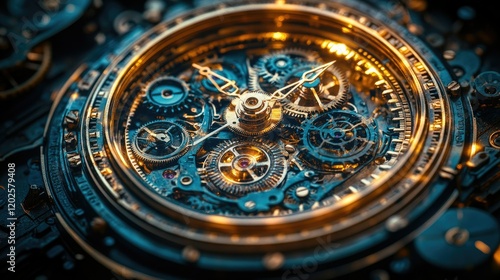 Wallpaper Mural A close-up of intricate clockwork mechanisms showcasing gears and cogs in a luminous design. Torontodigital.ca