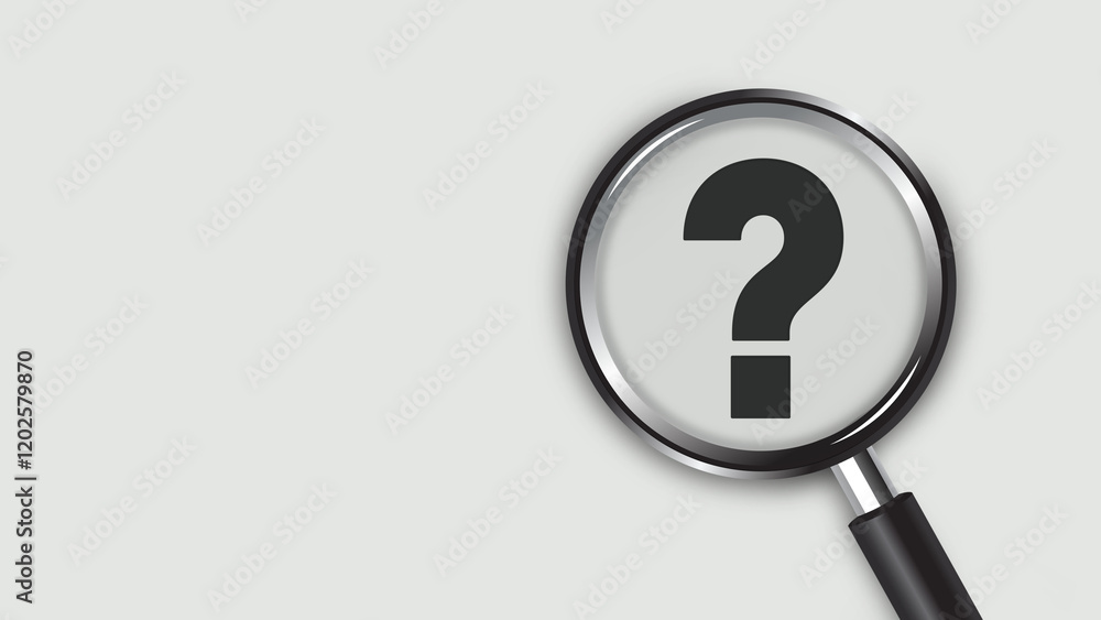 magnifying glass with question mark, on white magnifying glass with question mark, on white