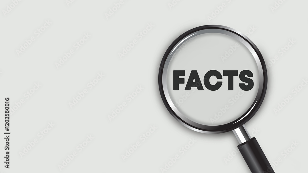 Facts concept. Inscription in magnifier. Facts concept. Inscription in magnifier.