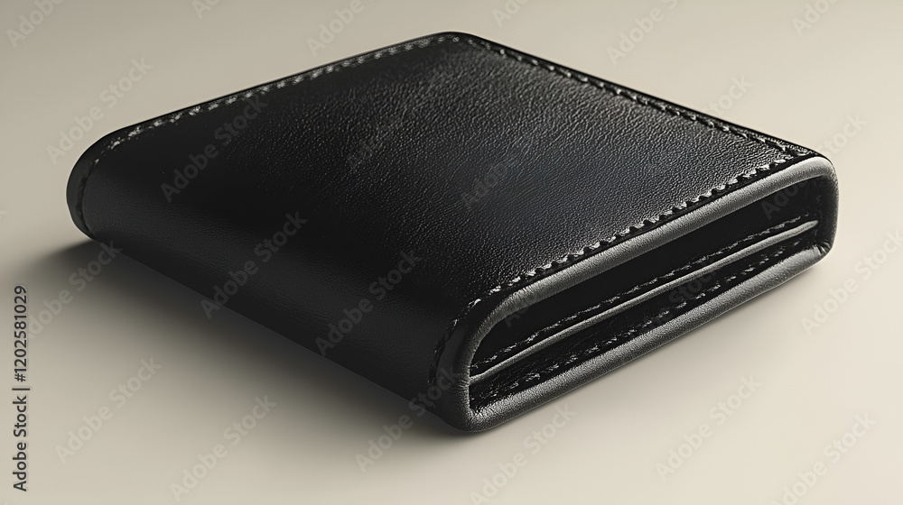 A sleek black wallet placed neatly A sleek black wallet placed neatly