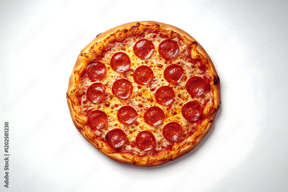 Pepperoni pizza isolated on a white background Pepperoni pizza isolated on a white background