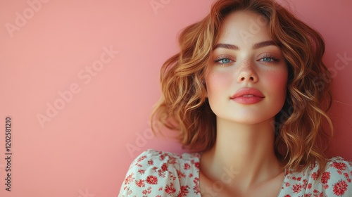 Wallpaper Mural Plus size model radiating confidence against a soft pink backdrop Torontodigital.ca